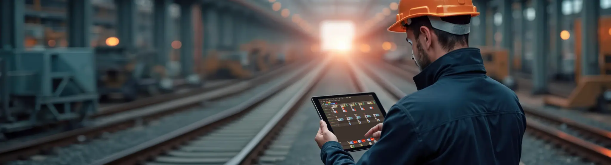Bauarbeiter mit Vanillaplan auf einem Tablet